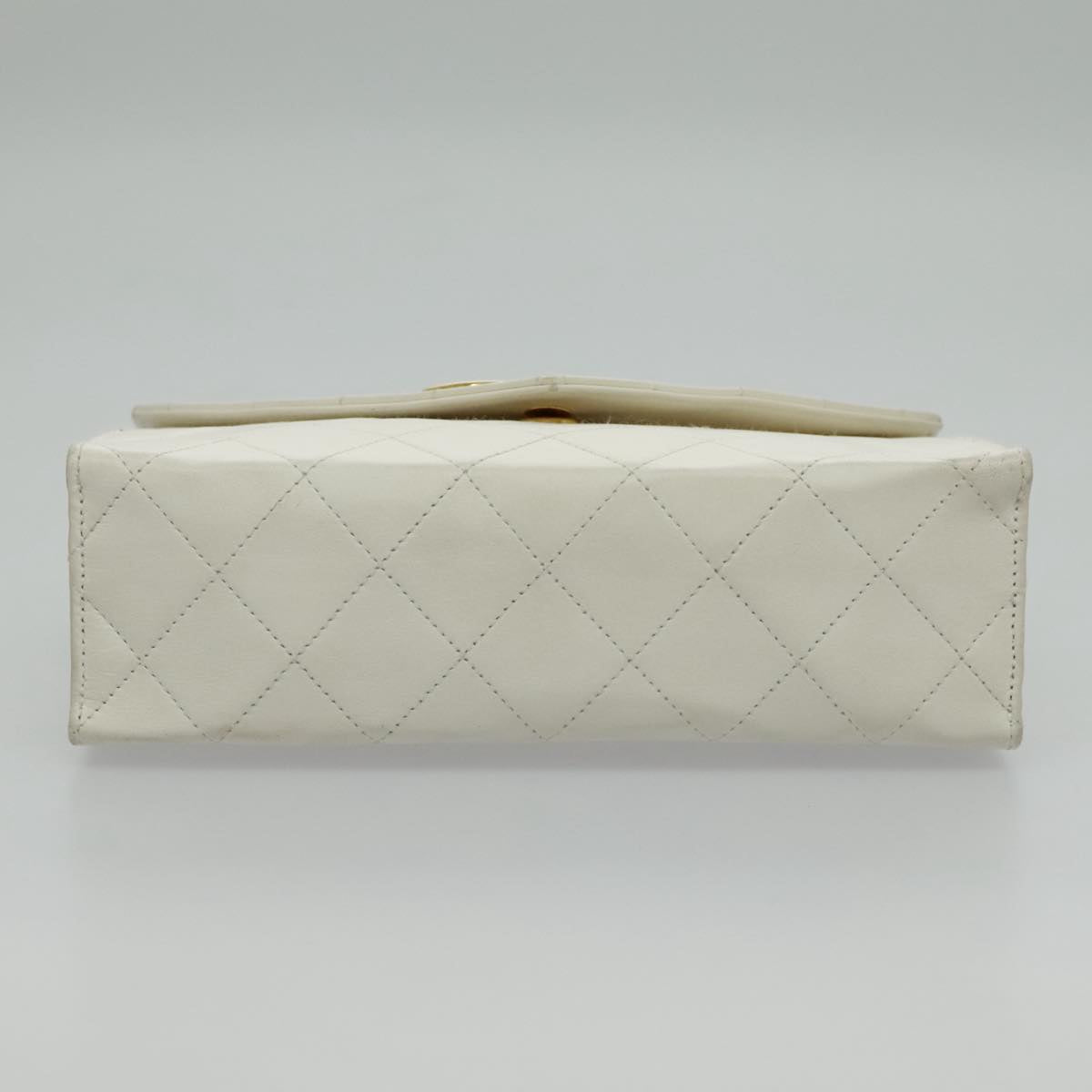 CHANEL Matelasse Big COCO Mark Chain Bag Lamb Skin White Gold CC yk15609A