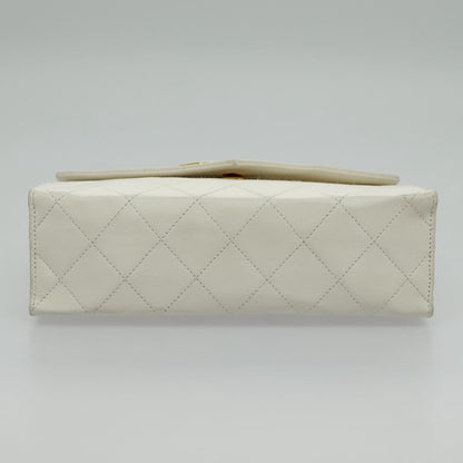 CHANEL Matelasse Big COCO Mark Chain Bag Lamb Skin White Gold CC yk15609A