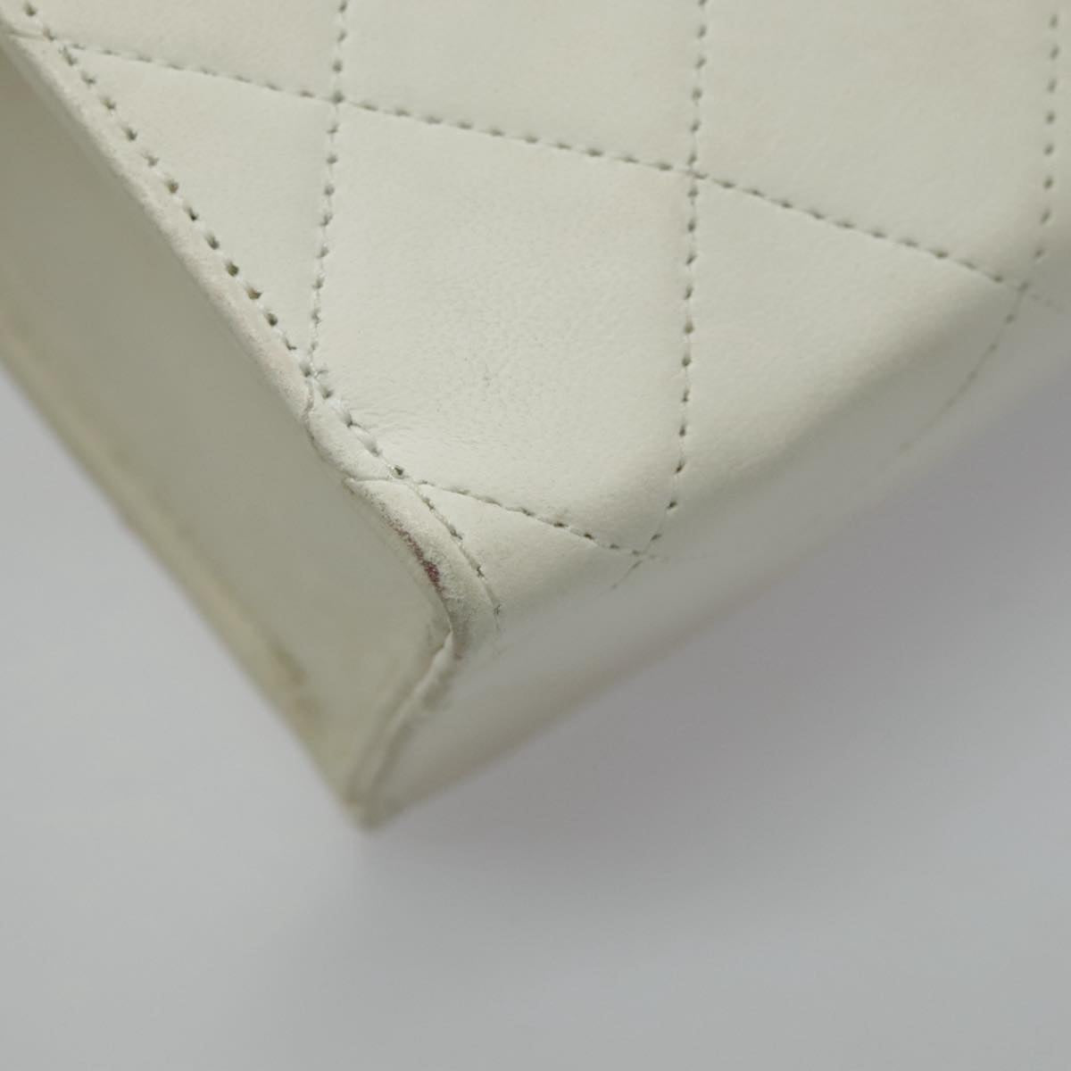 CHANEL Matelasse Big COCO Mark Chain Bag Lamb Skin White Gold CC yk15609A