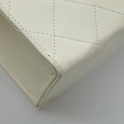 CHANEL Matelasse Big COCO Mark Chain Bag Lamb Skin White Gold CC yk15609A
