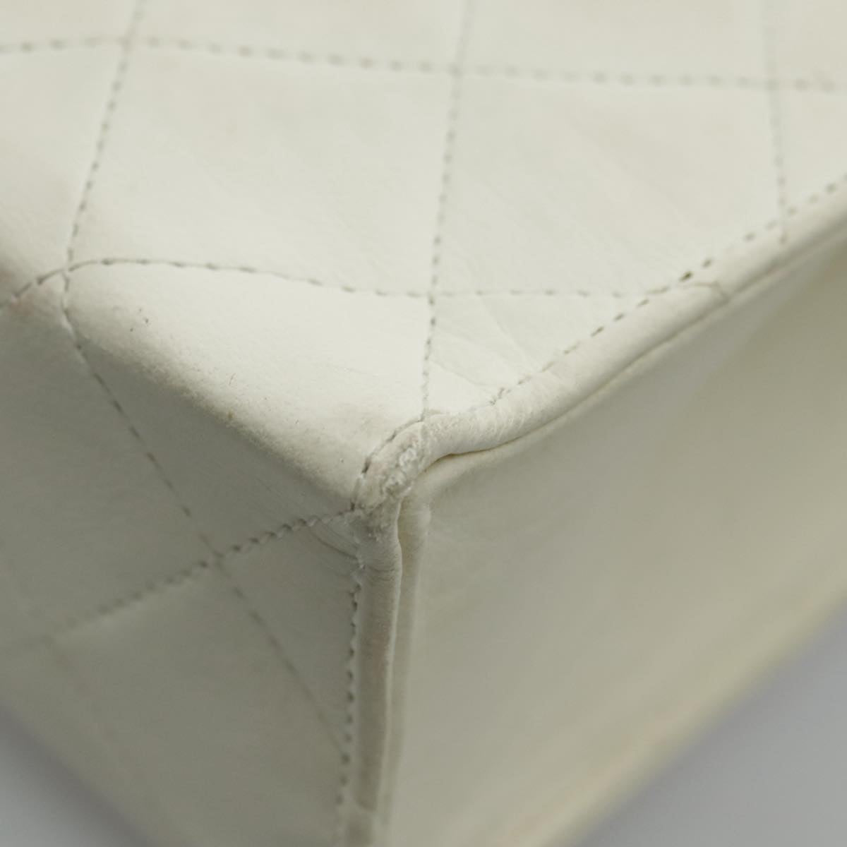 CHANEL Matelasse Big COCO Mark Chain Bag Lamb Skin White Gold CC yk15609A