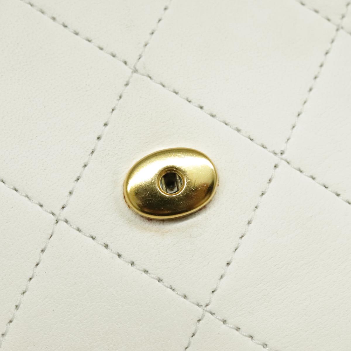 CHANEL Matelasse Big COCO Mark Chain Bag Lamb Skin White Gold CC yk15609A