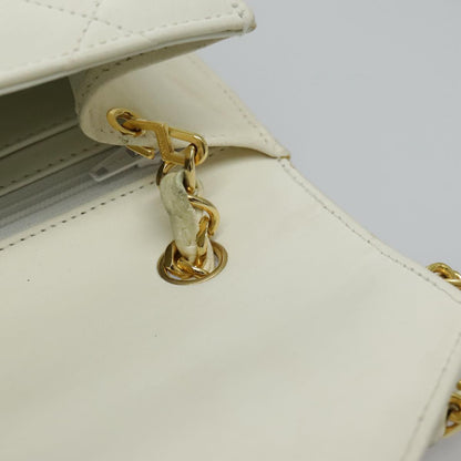 CHANEL Matelasse Big COCO Mark Chain Bag Lamb Skin White Gold CC yk15609A