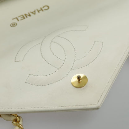 CHANEL Matelasse Big COCO Mark Chain Bag Lamb Skin White Gold CC yk15609A