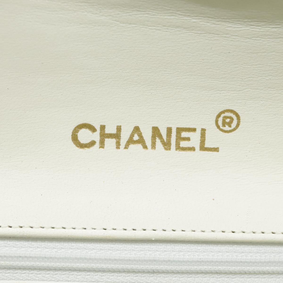 CHANEL Matelasse Big COCO Mark Chain Bag Lamb Skin White Gold CC yk15609A
