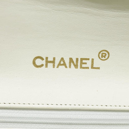 CHANEL Matelasse Big COCO Mark Chain Bag Lamb Skin White Gold CC yk15609A
