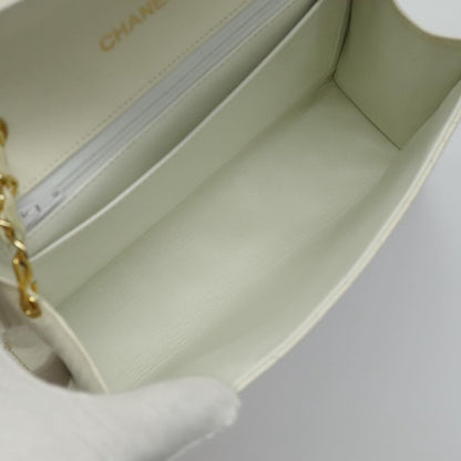 CHANEL Matelasse Big COCO Mark Chain Bag Lamb Skin White Gold CC yk15609A