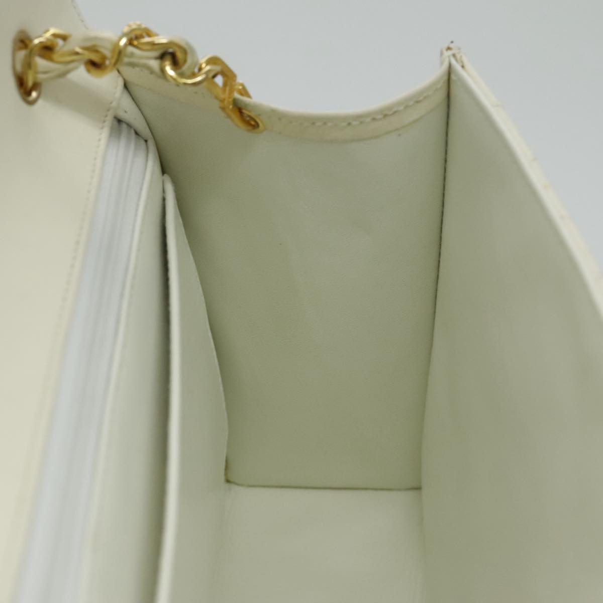 CHANEL Matelasse Big COCO Mark Chain Bag Lamb Skin White Gold CC yk15609A