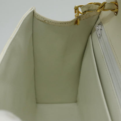 CHANEL Matelasse Big COCO Mark Chain Bag Lamb Skin White Gold CC yk15609A