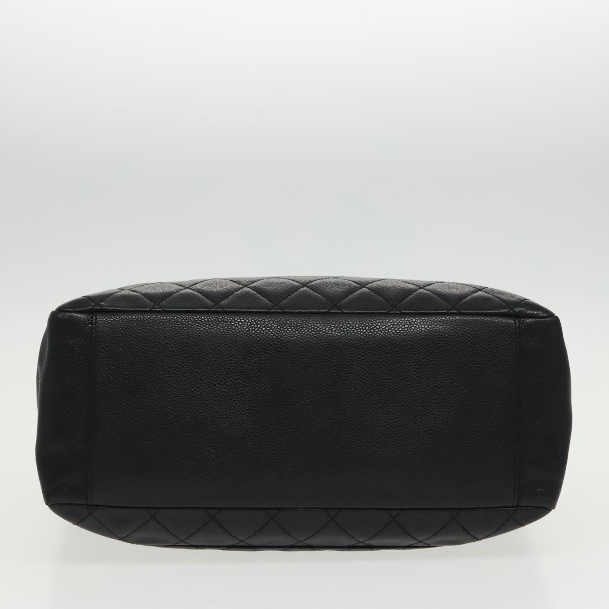 CHANEL Matelasse Chain Tote Bag Caviar Skin GST Black CC yk15656A