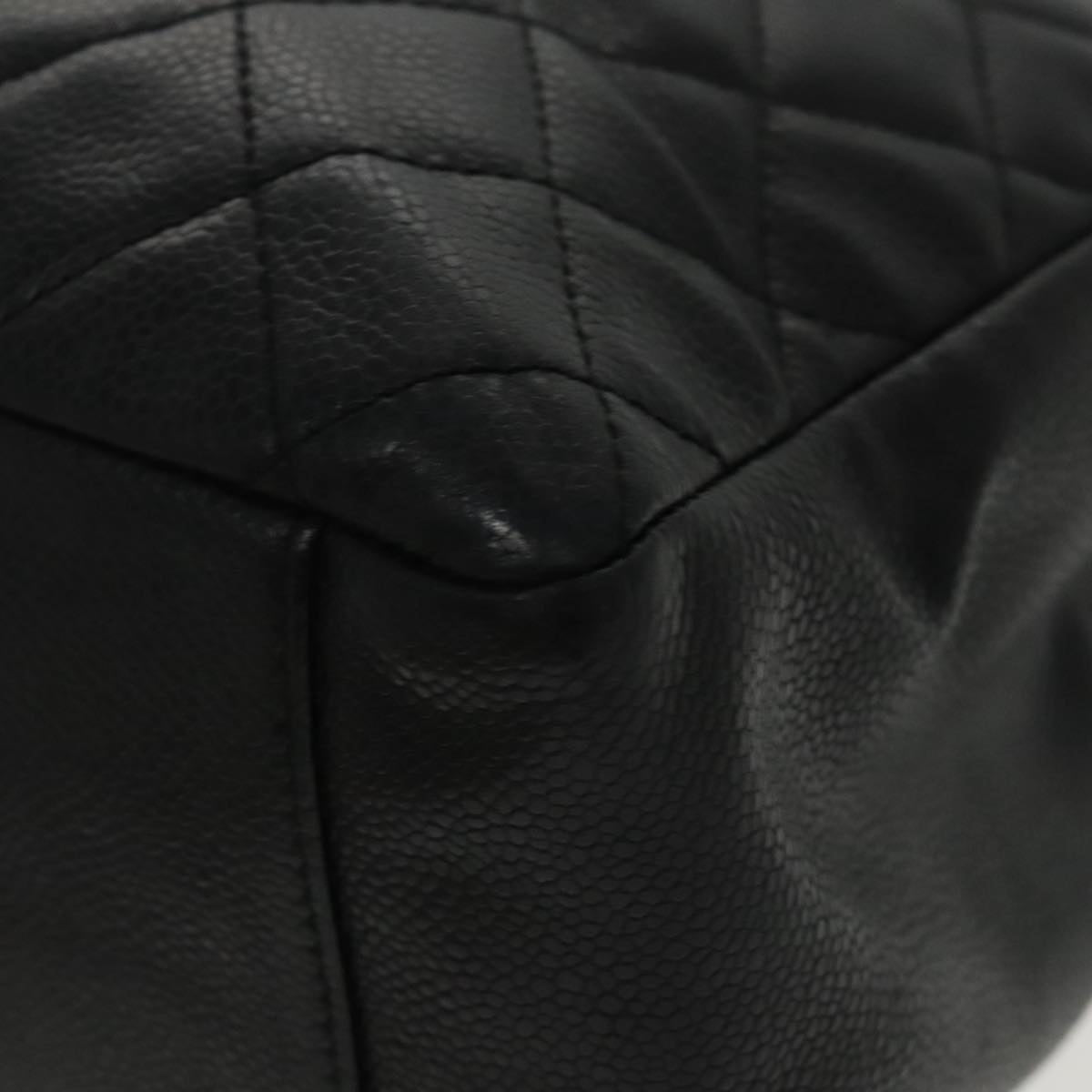 CHANEL Matelasse Chain Tote Bag Caviar Skin GST Black CC yk15656A