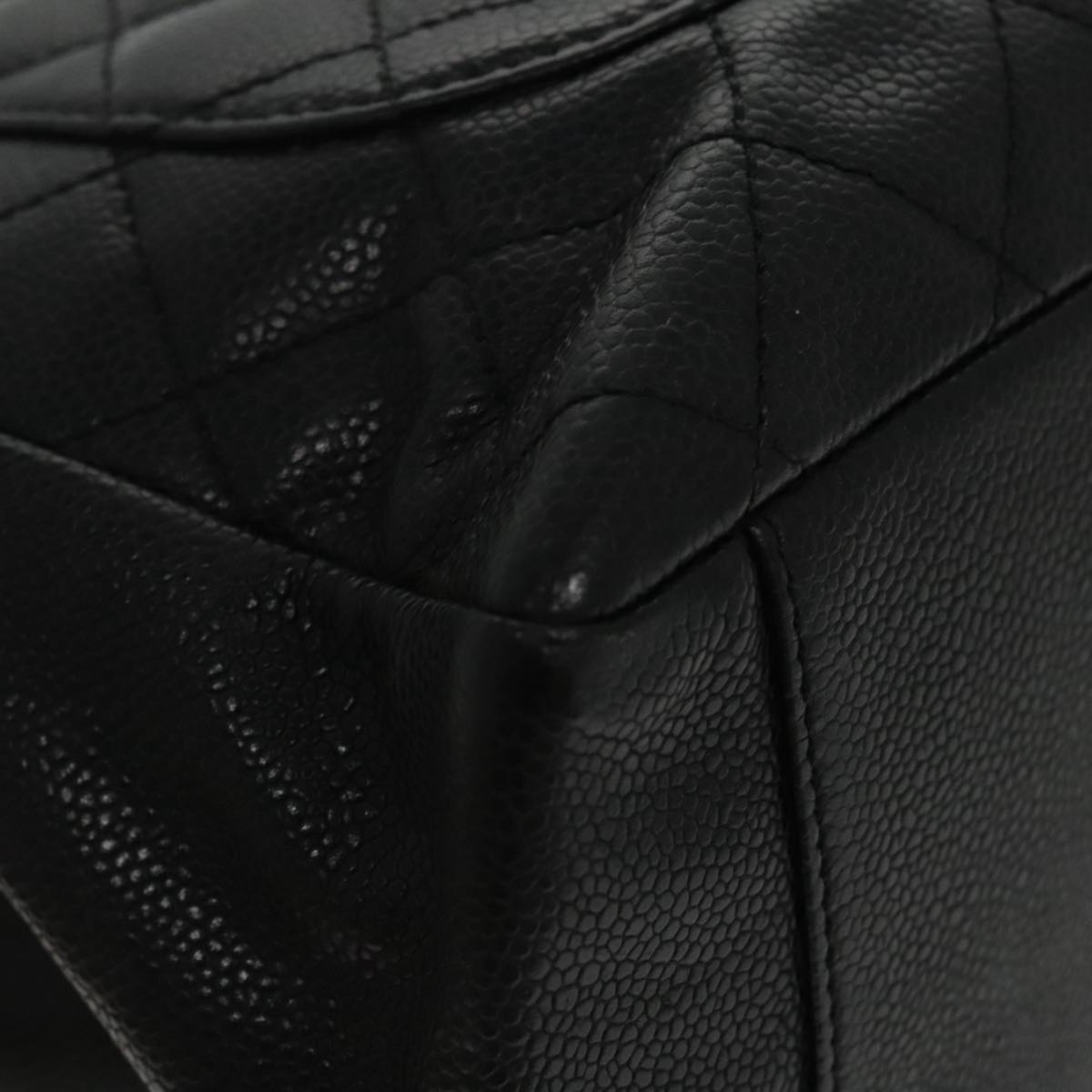 CHANEL Matelasse Chain Tote Bag Caviar Skin GST Black CC yk15656A