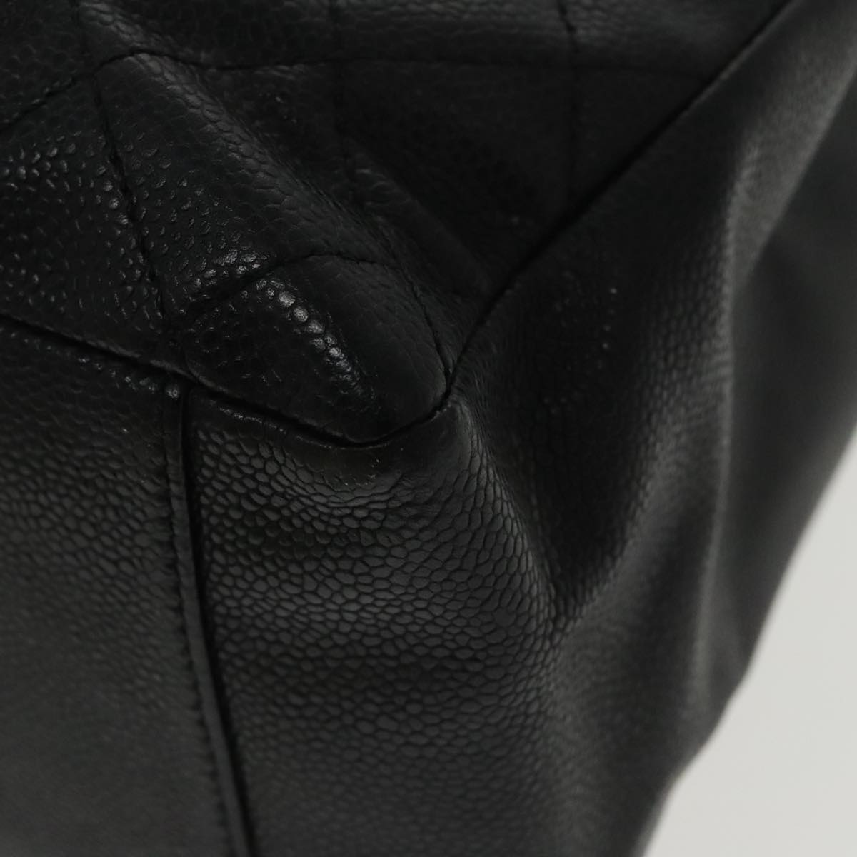 CHANEL Matelasse Chain Tote Bag Caviar Skin GST Black CC yk15656A