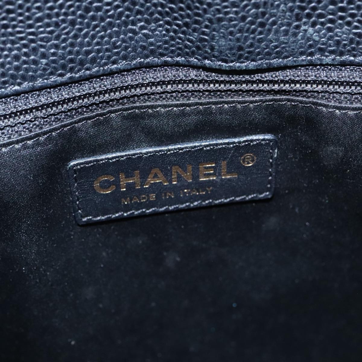 CHANEL Matelasse Chain Tote Bag Caviar Skin GST Black CC yk15656A