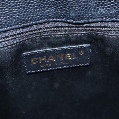 CHANEL Matelasse Chain Tote Bag Caviar Skin GST Black CC yk15656A