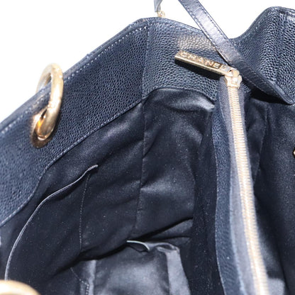 CHANEL Matelasse Chain Tote Bag Caviar Skin GST Black CC yk15656A
