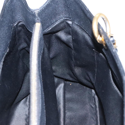CHANEL Matelasse Chain Tote Bag Caviar Skin GST Black CC yk15656A