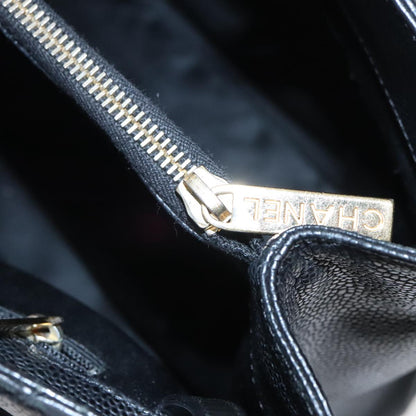CHANEL Matelasse Chain Tote Bag Caviar Skin GST Black CC yk15656A