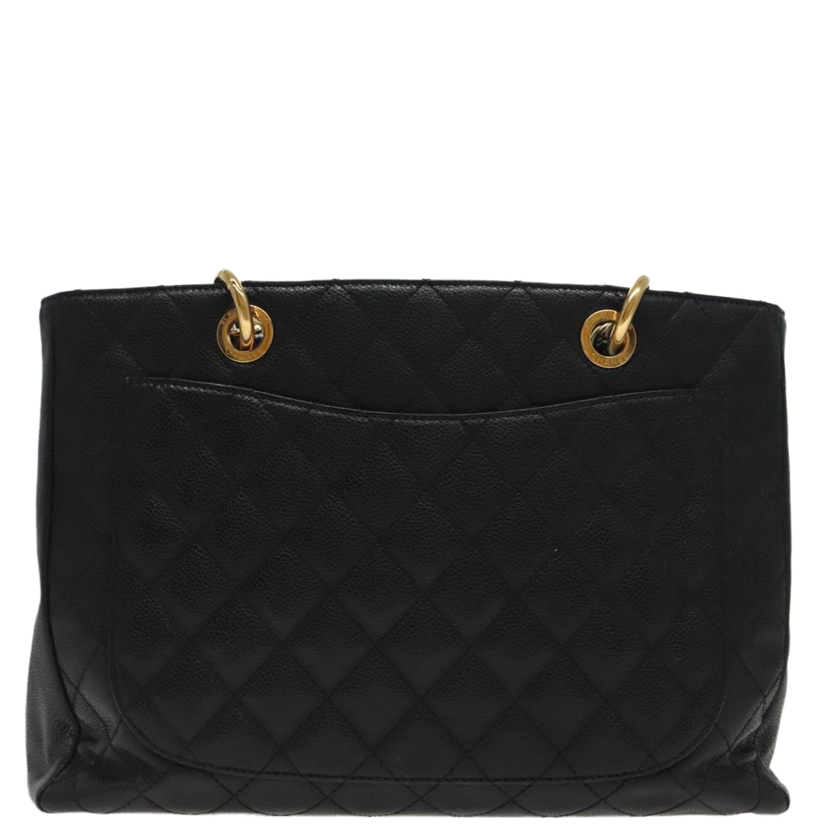 CHANEL Matelasse Chain Tote Bag Caviar Skin GST Black CC yk15656A
