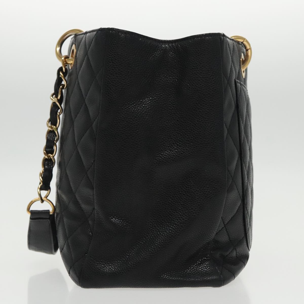 CHANEL Matelasse Chain Tote Bag Caviar Skin GST Black CC yk15656A