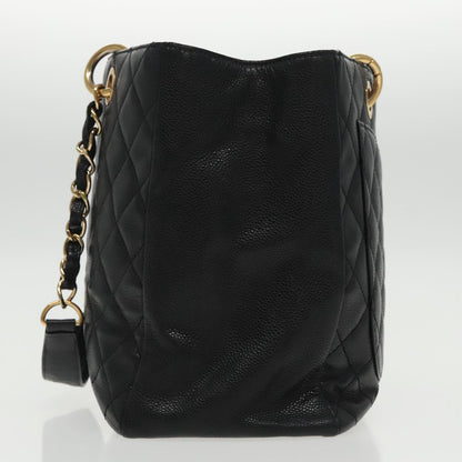CHANEL Matelasse Chain Tote Bag Caviar Skin GST Black CC yk15656A