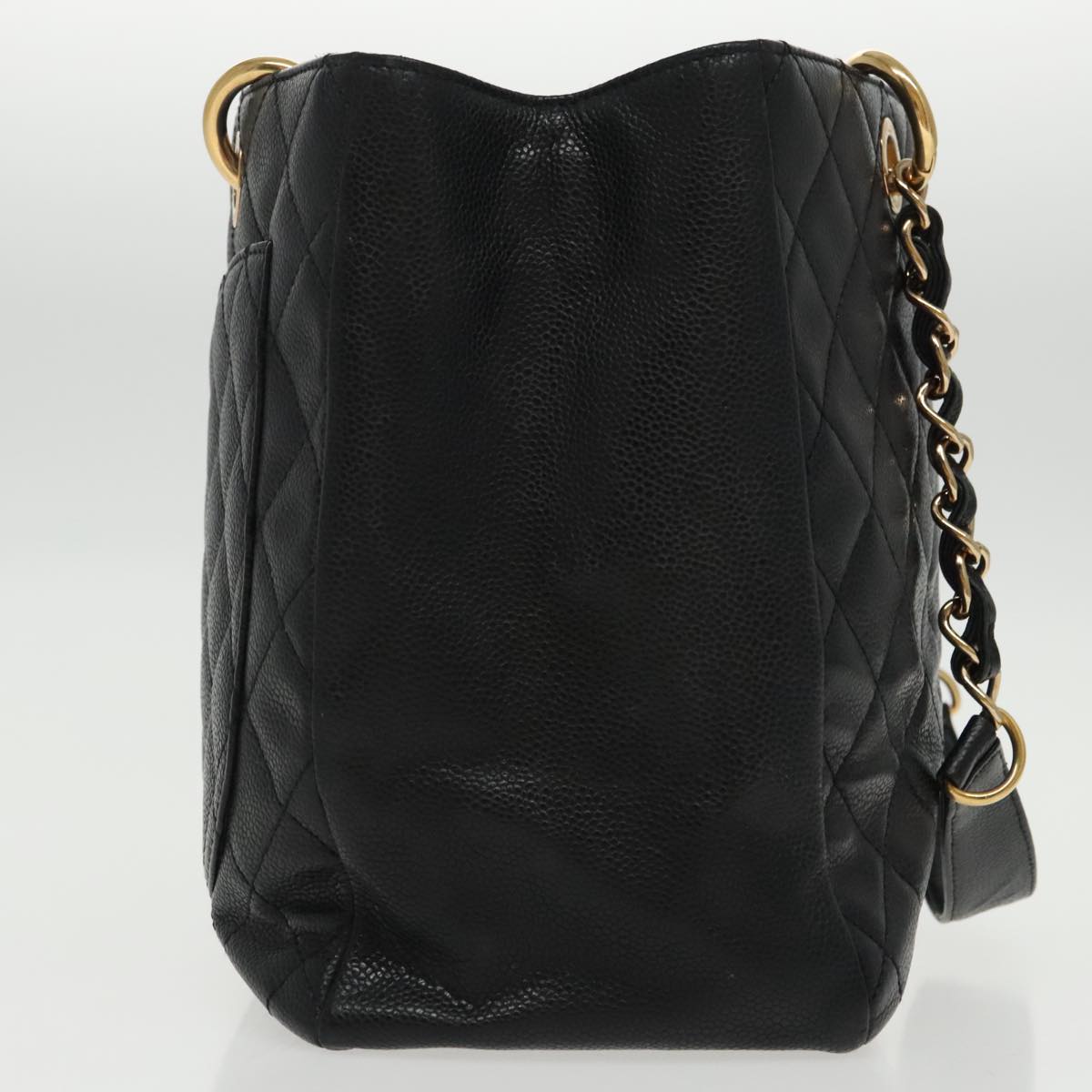CHANEL Matelasse Chain Tote Bag Caviar Skin GST Black CC yk15656A