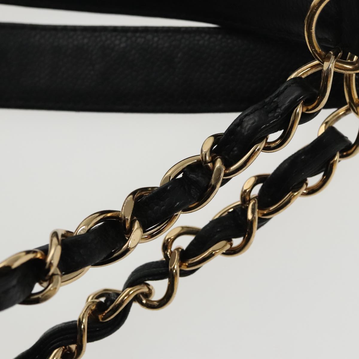 CHANEL Matelasse Chain Tote Bag Caviar Skin GST Black CC yk15656A