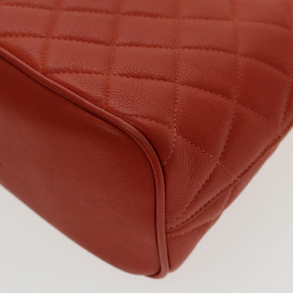 CHANEL Matelasse Chain Shoulder Bag Caviar Skin Orange Gold CC yk15664A
