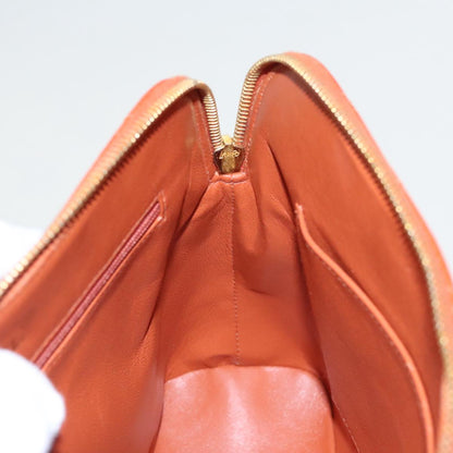 CHANEL Matelasse Chain Shoulder Bag Caviar Skin Orange Gold CC yk15664A
