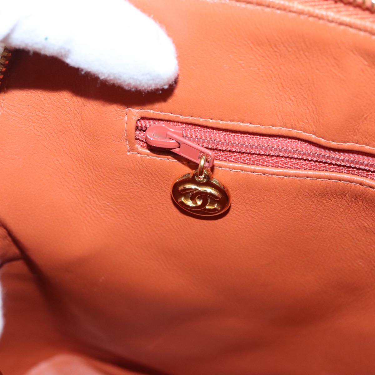 CHANEL Matelasse Chain Shoulder Bag Caviar Skin Orange Gold CC yk15664A