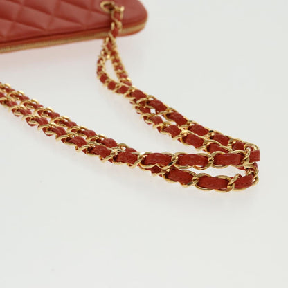 CHANEL Matelasse Chain Shoulder Bag Caviar Skin Orange Gold CC yk15664A