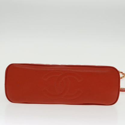 CHANEL Matelasse Chain Shoulder Bag Caviar Skin Orange Gold CC yk15664A