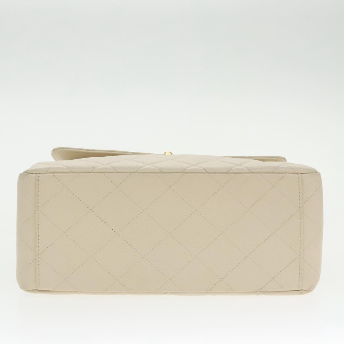 CHANEL Matelasse Shoulder Bag Lamb Skin White Gold CC yk15665A