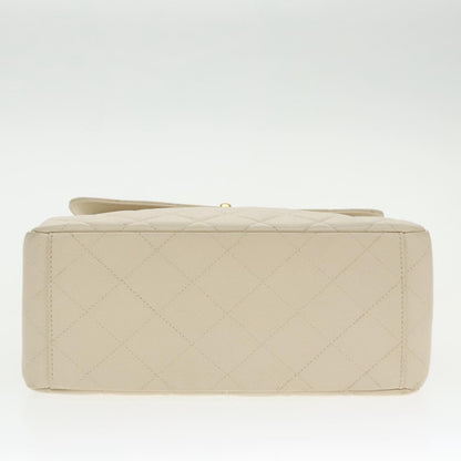 CHANEL Matelasse Shoulder Bag Lamb Skin White Gold CC yk15665A