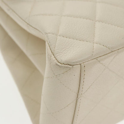 CHANEL Matelasse Shoulder Bag Lamb Skin White Gold CC yk15665A