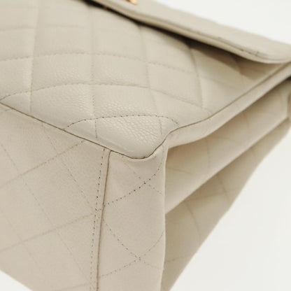 CHANEL Matelasse Shoulder Bag Lamb Skin White Gold CC yk15665A