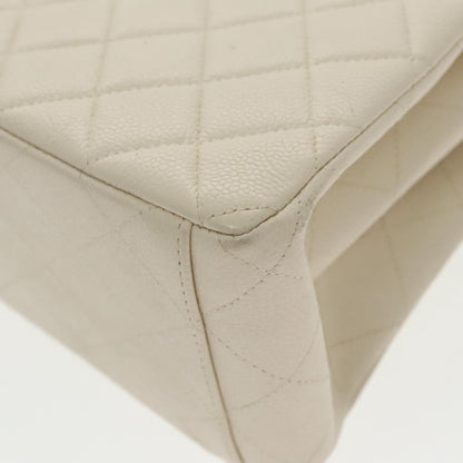 CHANEL Matelasse Shoulder Bag Lamb Skin White Gold CC yk15665A