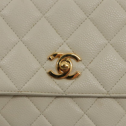 CHANEL Matelasse Shoulder Bag Lamb Skin White Gold CC yk15665A