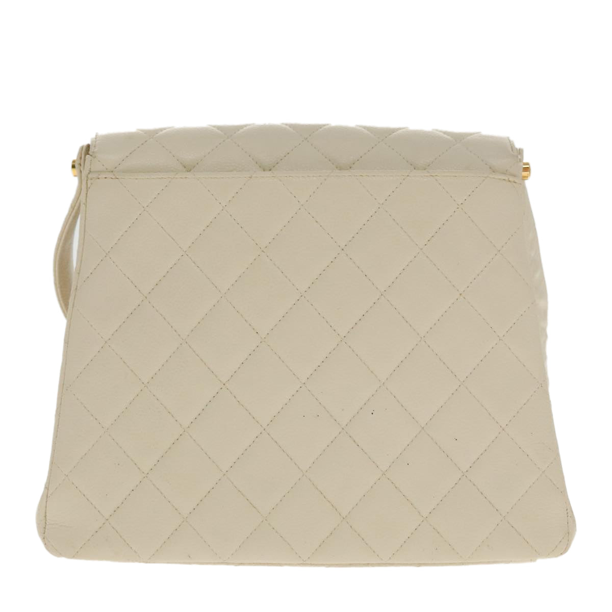 CHANEL Matelasse Shoulder Bag Lamb Skin White Gold CC yk15665A