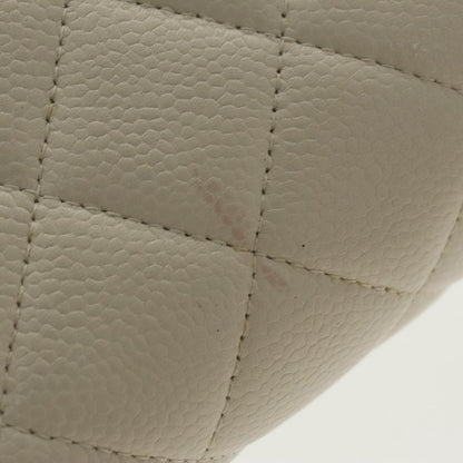CHANEL Matelasse Shoulder Bag Lamb Skin White Gold CC yk15665A
