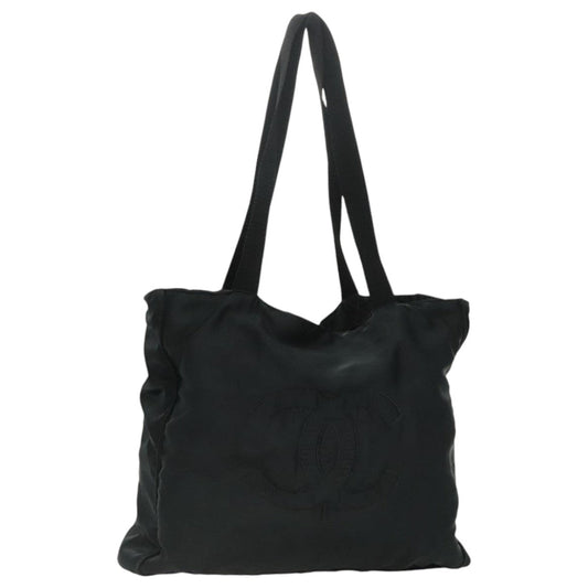 CHANEL COCO Mark Tote Bag Silk Black Gold CC yk15672