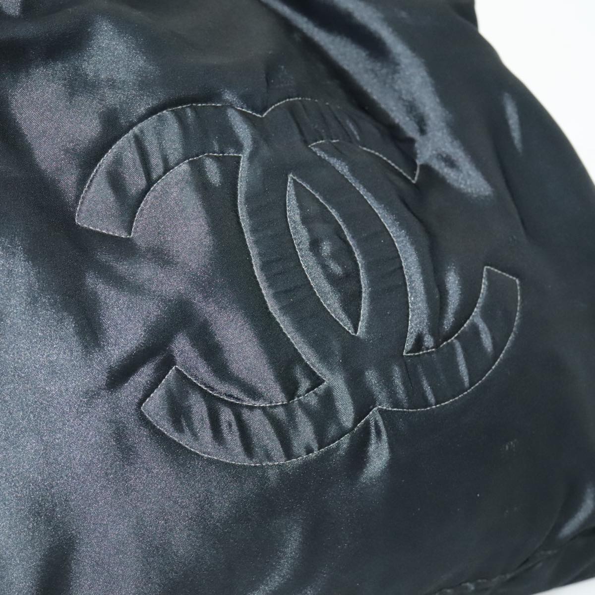 CHANEL COCO Mark Tote Bag Silk Black Gold CC yk15672