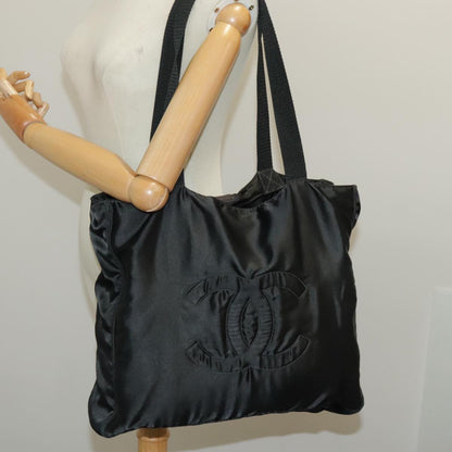 CHANEL COCO Mark Tote Bag Silk Black Gold CC yk15672