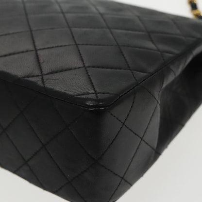 CHANEL Matelasse Chain Shoulder Bag Lamb Skin Black Gold CC yk15735
