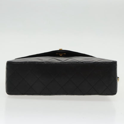 CHANEL Matelasse Chain Shoulder Bag Lamb Skin Black Gold CC yk15735