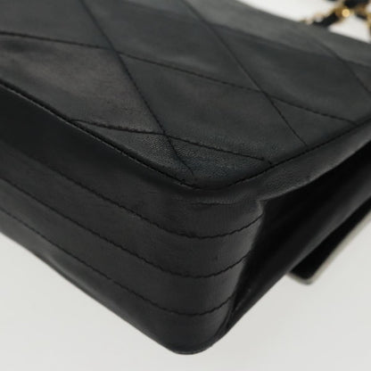 CHANEL Matelasse Chain Shoulder Bag Lamb Skin Black Gold white CC yk15737
