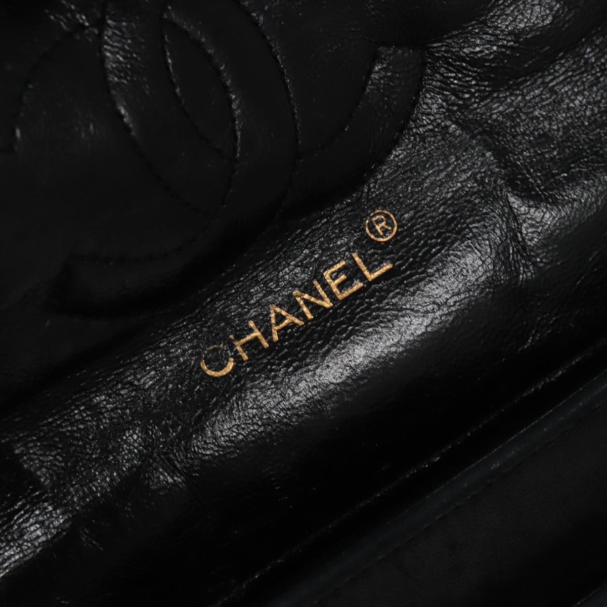 CHANEL Matelasse Chain Shoulder Bag Lamb Skin Black Gold white CC yk15737