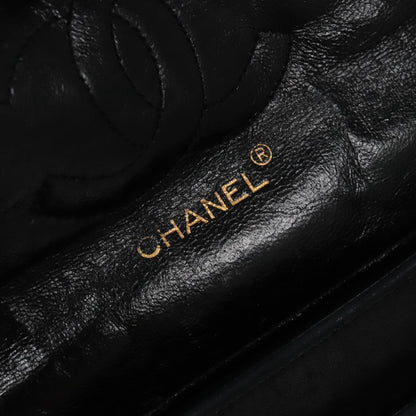 CHANEL Matelasse Chain Shoulder Bag Lamb Skin Black Gold white CC yk15737
