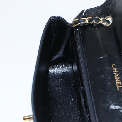 CHANEL Matelasse Chain Shoulder Bag Lamb Skin Black Gold white CC yk15737