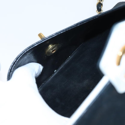 CHANEL Matelasse Chain Shoulder Bag Lamb Skin Black Gold white CC yk15737